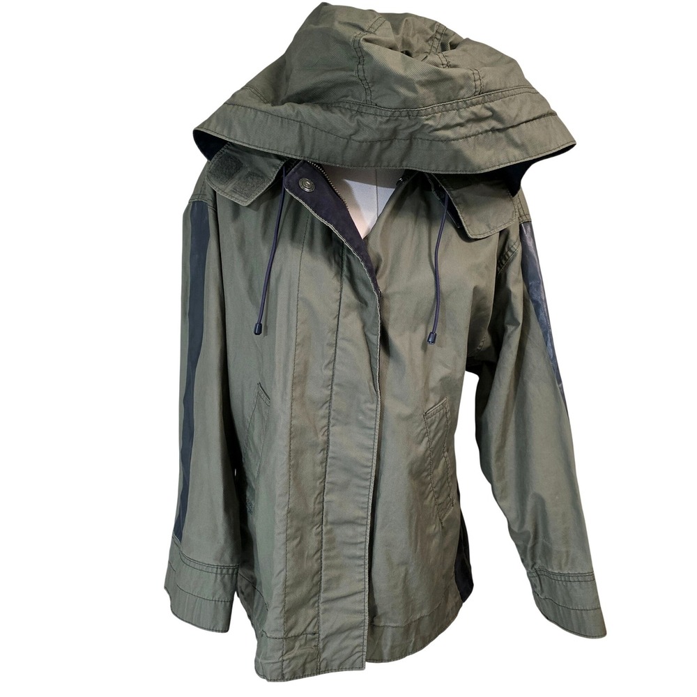 J Crew Olive Green Cotton‎ Hooded Utility Jacket With Navy Accents Size S - Picture 4 of 12